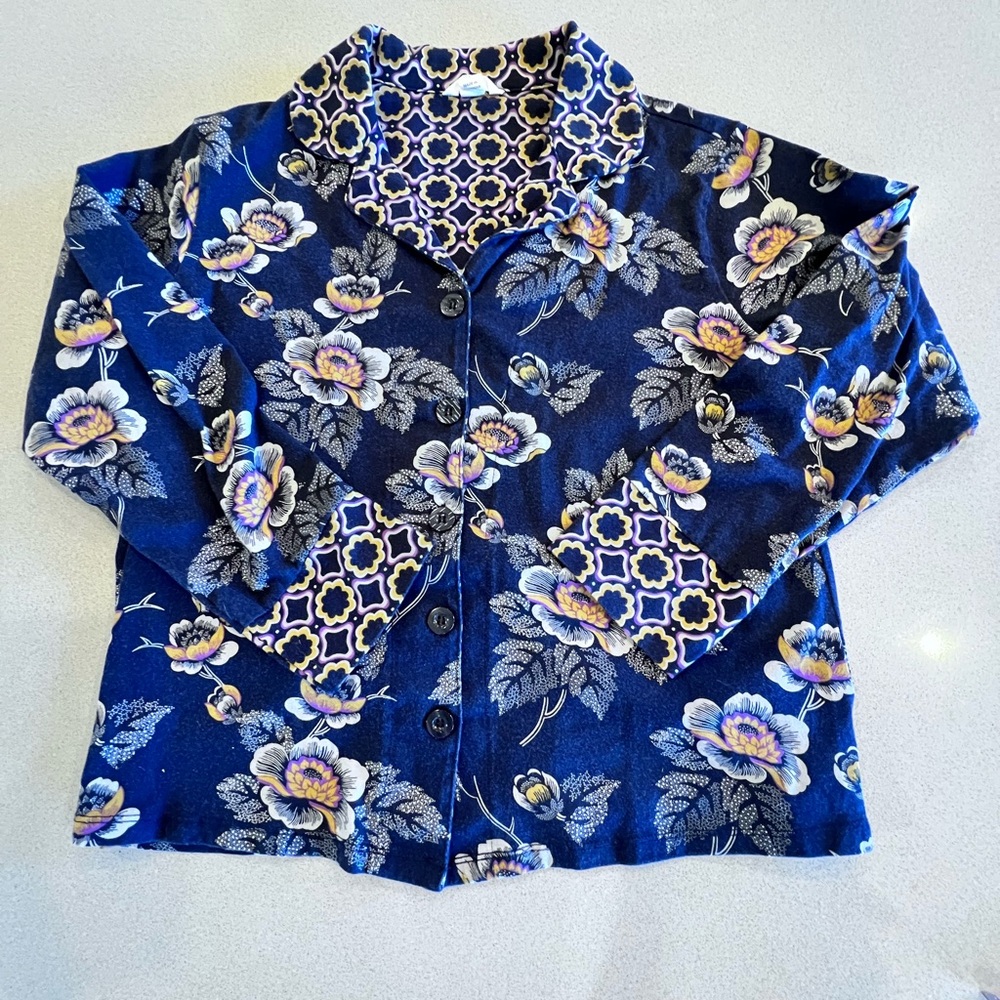 Vera Bradley Floral Geometric Button up Top / Jacket  100% Cotton Sz Small